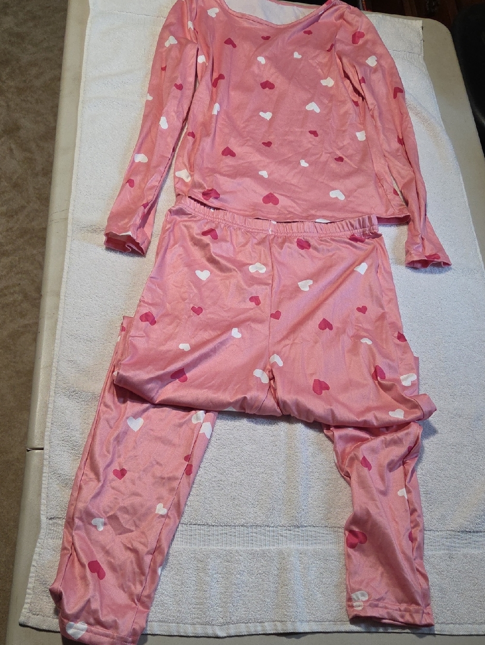 Pink Heart-Print Pajama Set